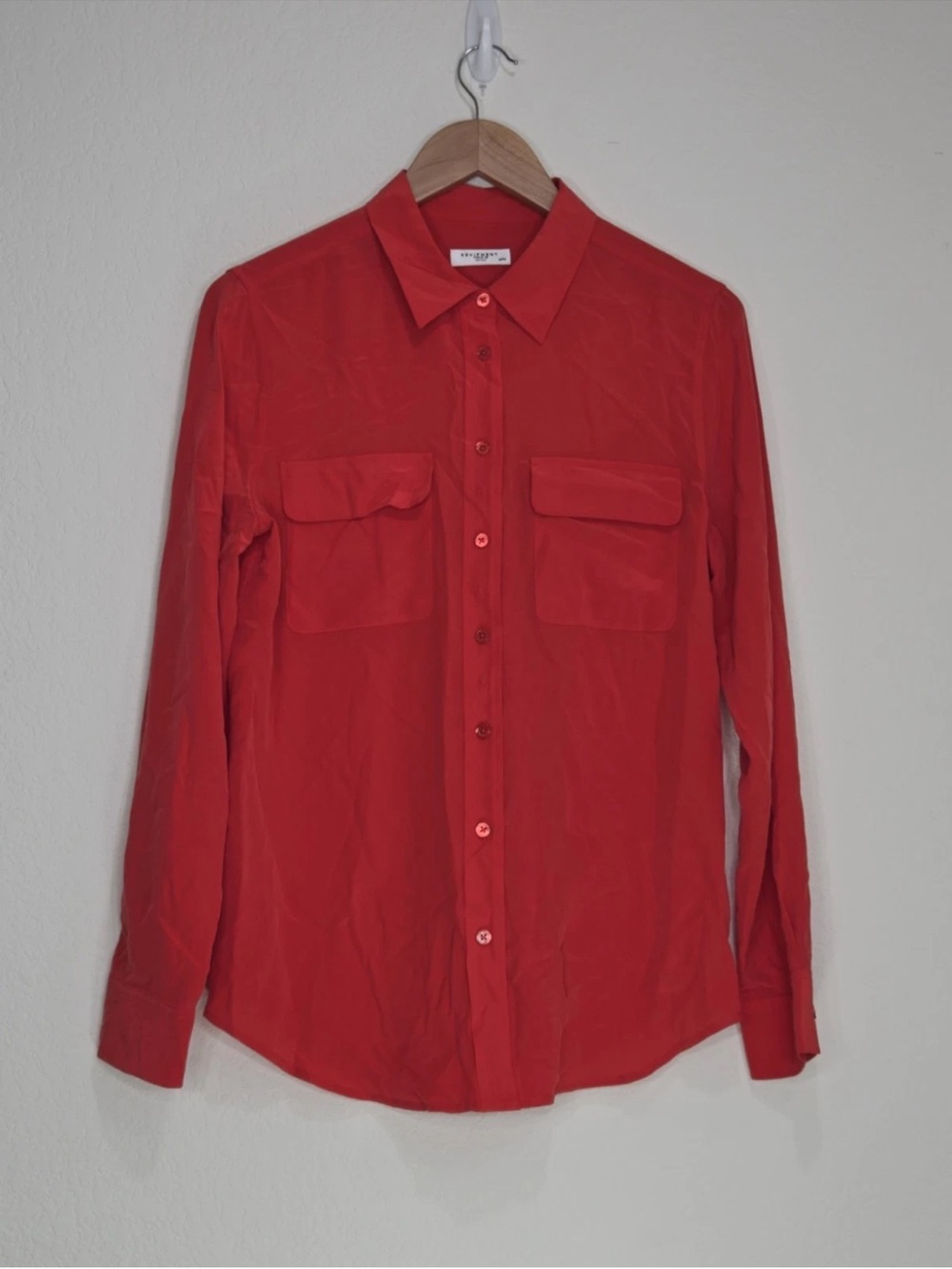 Equipment Femme Signature Slim Silk Shirt Red Size M Womens